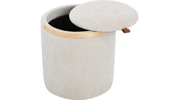 Serano Puff med trähandtag 40 cm Rund - Beige - Möbler - Vardagsrum - Stolar & sittmöbler - Sittpuff