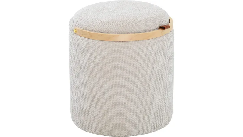 Serano Puff med trähandtag 40 cm Rund - Beige - Möbler - Vardagsrum - Stolar & sittmöbler - Sittpuff