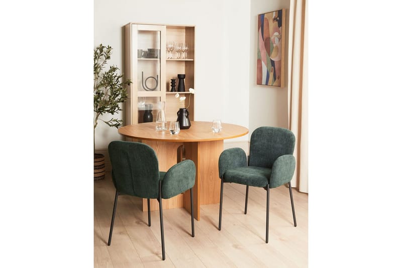 Set med 2 matstolar Albee - Grön, Svart - Möbler - Vardagsrum - Stolar & sittmöbler - Karmstolar