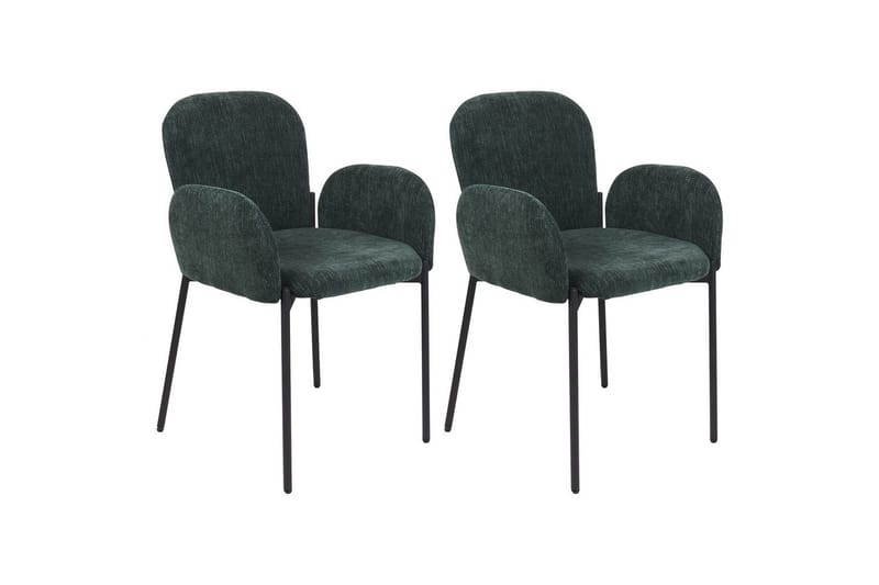 Set med 2 matstolar Albee - Grön, Svart - Möbler - Vardagsrum - Stolar & sittmöbler - Karmstolar
