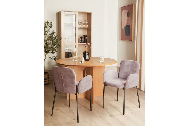 Set med 2 matstolar Albee - Rosa, Svart - Möbler - Vardagsrum - Stolar & sittmöbler - Karmstolar