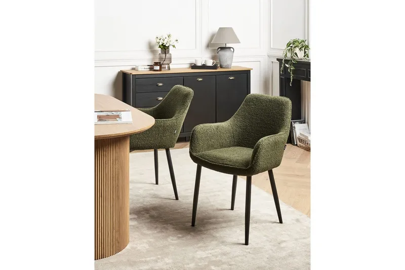 Set med 2 matstolar Alden - Grön, Svart - Möbler - Vardagsrum - Stolar & sittmöbler - Karmstolar