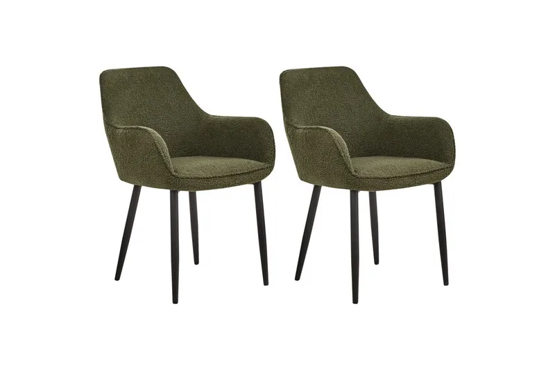 Set med 2 matstolar Alden - Grön, Svart - Möbler - Vardagsrum - Stolar & sittmöbler - Karmstolar