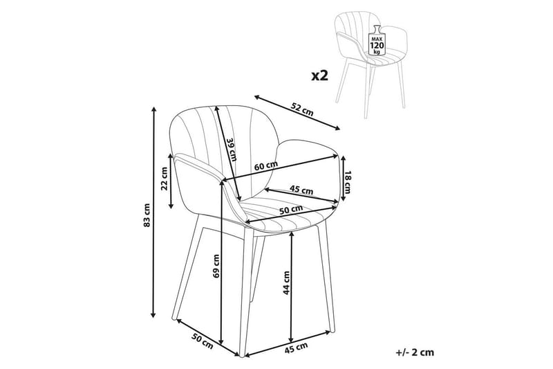 Set med 2 matstolar Alice - Grå, ljust trä - Möbler - Vardagsrum - Stolar & sittmöbler - Karmstolar