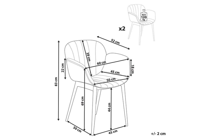 Set med 2 matstolar Alice - Grå, ljust trä - Möbler - Vardagsrum - Stolar & sittmöbler - Karmstolar