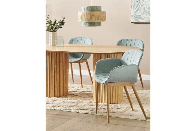 Set med 2 matstolar Alice - Grönt, ljust trä - Möbler - Vardagsrum - Stolar & sittmöbler - Karmstolar