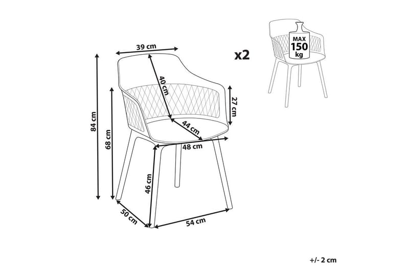 Set med 2 matstolar Almira - Grå - Möbler - Vardagsrum - Stolar & sittmöbler - Karmstolar