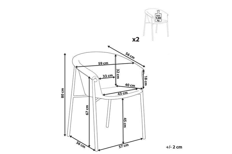 Set med 2 matstolar Ames - Grön, Svart - Möbler - Vardagsrum - Stolar & sittmöbler - Karmstolar