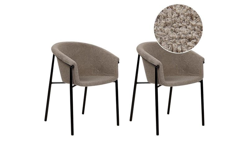Set med 2 matstolar Ames, Taupe, svart