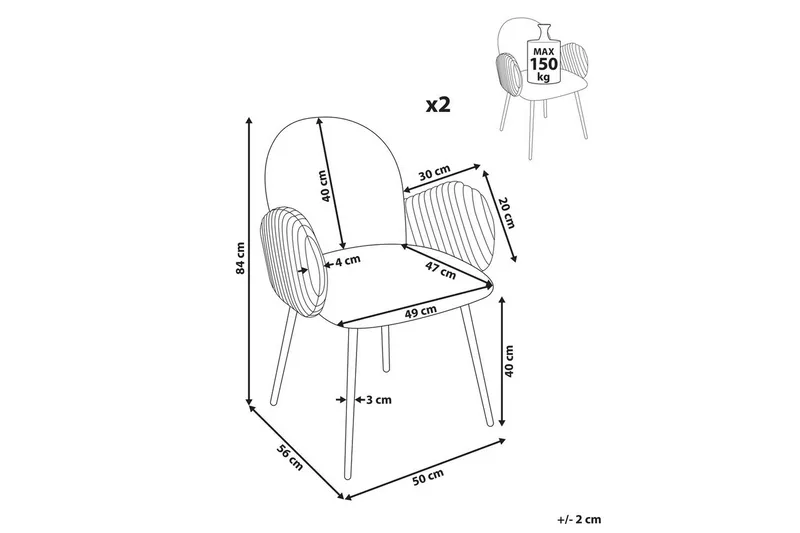 Set med 2 matstolar Amity - Beige, svart, brun - Möbler - Vardagsrum - Stolar & sittmöbler - Karmstolar