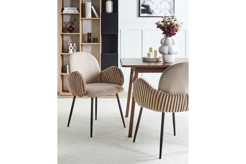 Set med 2 matstolar Amity - Beige, svart, brun - Möbler - Vardagsrum - Stolar & sittmöbler - Karmstolar