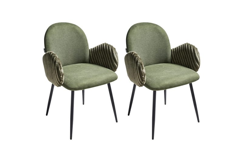 Set med 2 matstolar Amity - Grön, Svart - Möbler - Vardagsrum - Stolar & sittmöbler - Karmstolar