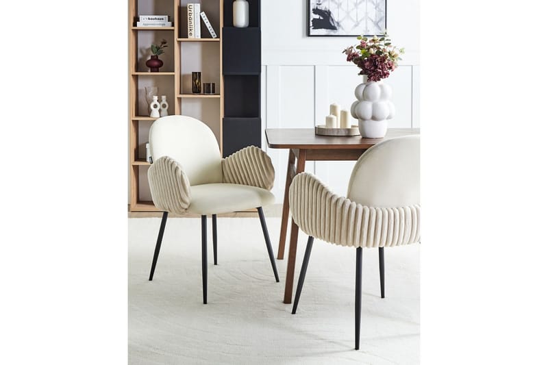 Set med 2 matstolar Amity - Ljusbeige, svart - Möbler - Vardagsrum - Stolar & sittmöbler - Karmstolar