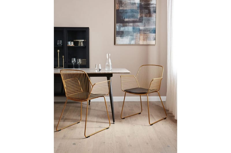 Set med 2 matstolar Appleton - Guld, svart - Möbler - Vardagsrum - Stolar & sittmöbler - Karmstolar