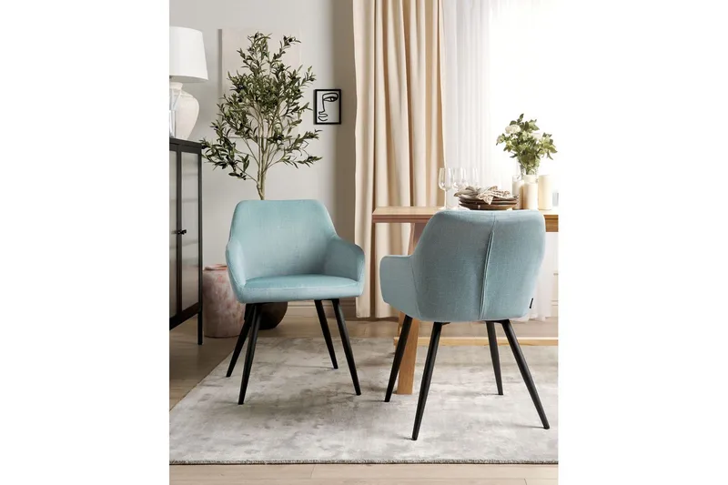 Set med 2 matstolar Casmalia - Blå, Svart - Möbler - Vardagsrum - Stolar & sittmöbler - Karmstolar