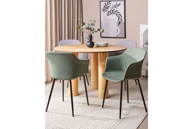 Set med 2 matstolar Elim - Grön, Svart - Möbler - Vardagsrum - Stolar & sittmöbler - Karmstolar