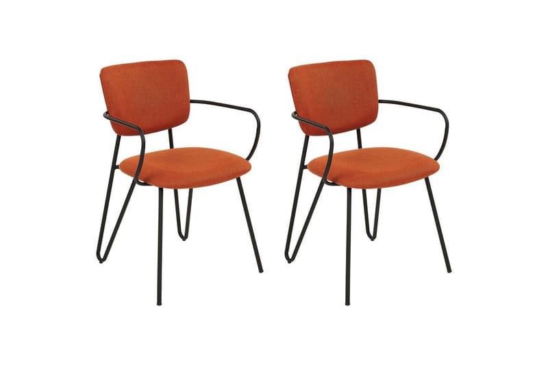 Set med 2 matstolar Elko, Orange, svart