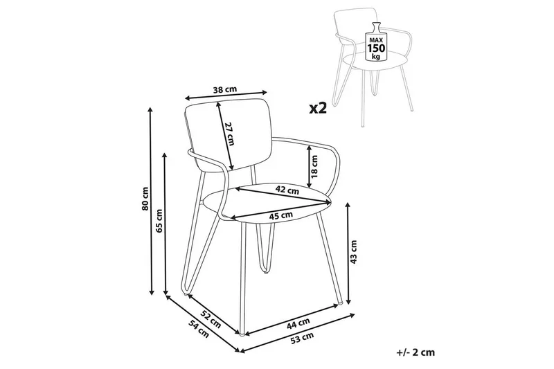 Set med 2 matstolar Elko - Orange, svart - Möbler - Vardagsrum - Stolar & sittmöbler - Karmstolar