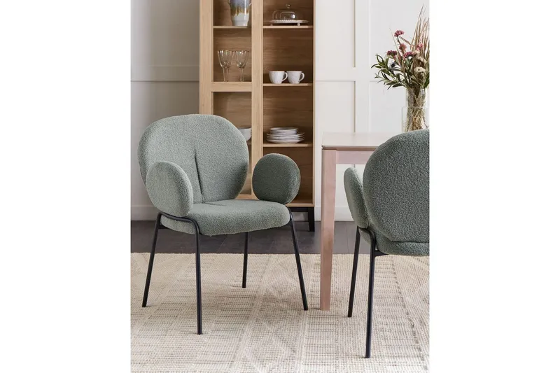 Set med 2 matstolar Ely - Grön, Svart - Möbler - Vardagsrum - Stolar & sittmöbler - Karmstolar