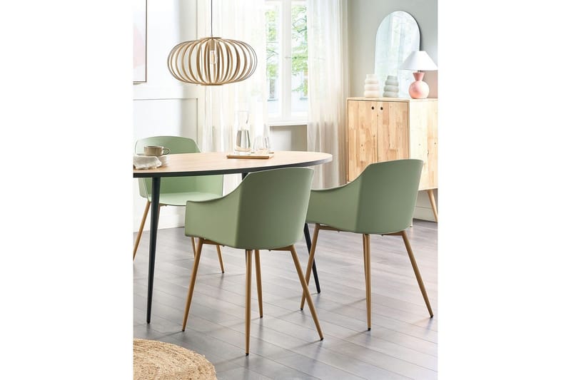 Set med 2 matstolar Fonda ll - Grönt, ljust trä - Möbler - Vardagsrum - Stolar & sittmöbler - Karmstolar