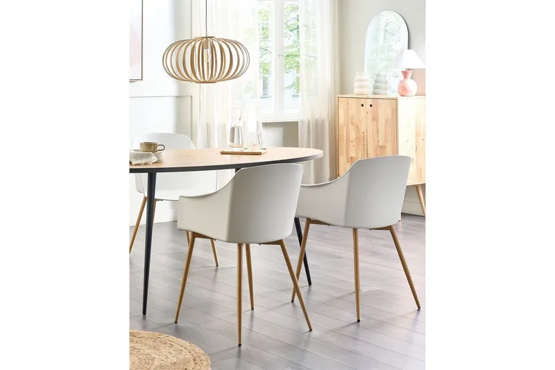 Set med 2 matstolar Fonda ll - Vit, ljust trä - Möbler - Vardagsrum - Stolar & sittmöbler - Karmstolar