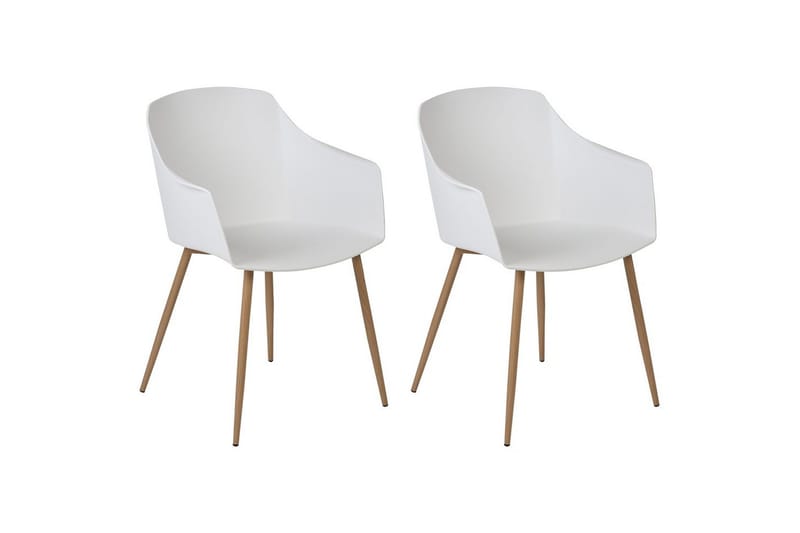 Set med 2 matstolar Fonda ll, Vit, ljust trä