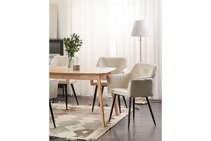 Set med 2 matstolar Jasmin - Beige, svart - Möbler - Vardagsrum - Stolar & sittmöbler - Karmstolar