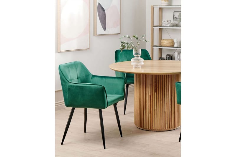 Set med 2 matstolar Jasmin - Grön, Svart - Möbler - Vardagsrum - Stolar & sittmöbler - Karmstolar