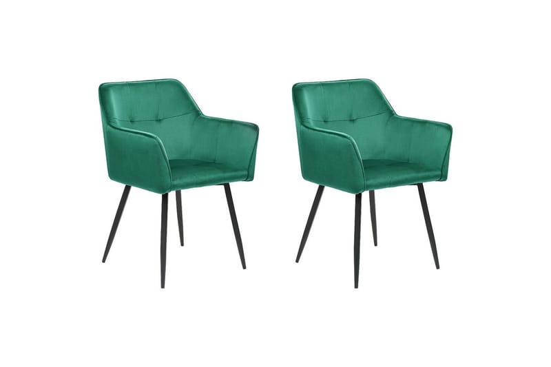 Set med 2 matstolar Jasmin - Grön, Svart - Möbler - Vardagsrum - Stolar & sittmöbler - Karmstolar
