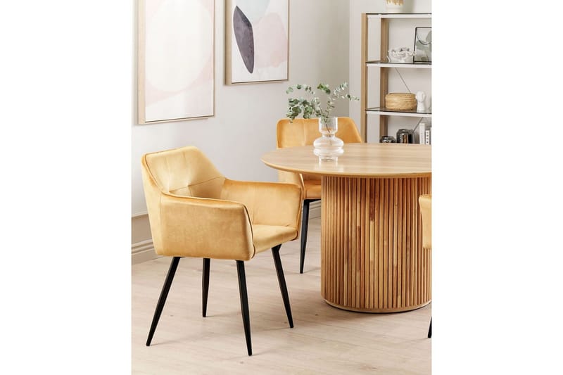 Set med 2 matstolar Jasmin - Gul, Svart - Möbler - Vardagsrum - Stolar & sittmöbler - Karmstolar