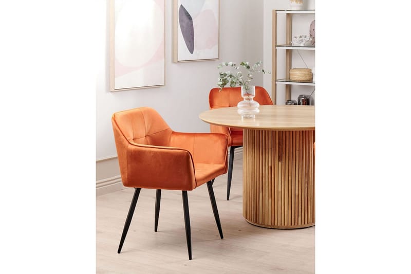 Set med 2 matstolar Jasmin - Orange, svart - Möbler - Vardagsrum - Stolar & sittmöbler - Karmstolar