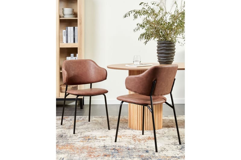 Set med 2 matstolar Kenai - Brun, Svart - Möbler - Vardagsrum - Stolar & sittmöbler - Karmstolar