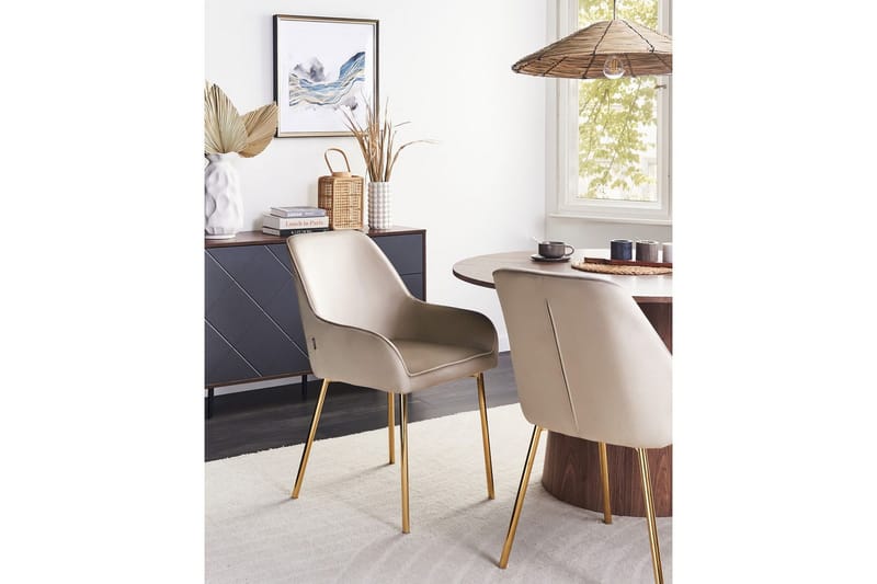 Set med 2 matstolar Loverna - Beige, guld/Sammet - Möbler - Vardagsrum - Stolar & sittmöbler - Karmstolar
