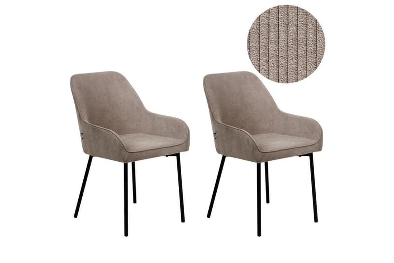 Set med 2 matstolar Loverna - Beige, svart/Manchestertyg - Möbler - Vardagsrum - Stolar & sittmöbler - Karmstolar