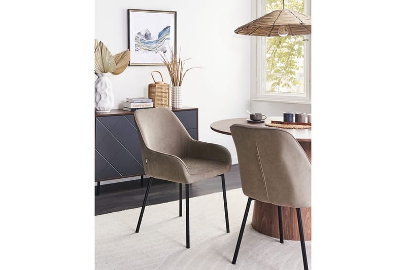 Set med 2 matstolar Loverna - Beige, svart/Manchestertyg - Möbler - Vardagsrum - Stolar & sittmöbler - Karmstolar