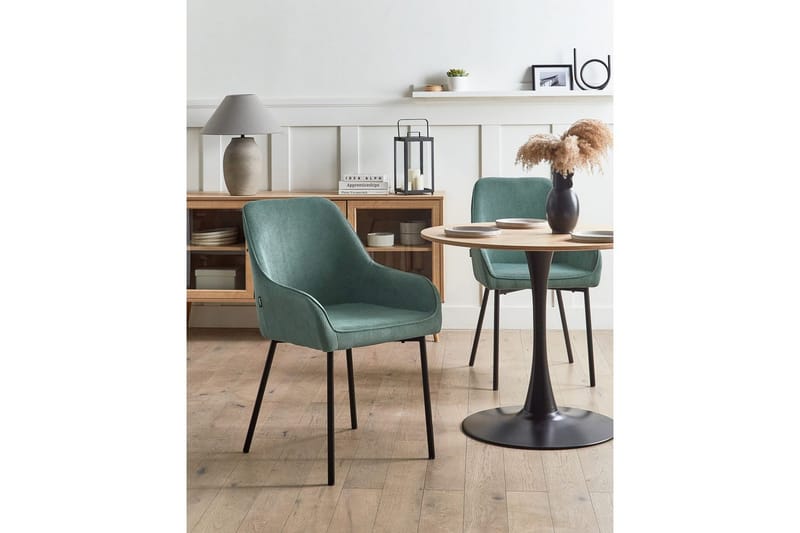 Set med 2 matstolar Loverna - Grön, Svart/Manchestertyg - Möbler - Vardagsrum - Stolar & sittmöbler - Karmstolar