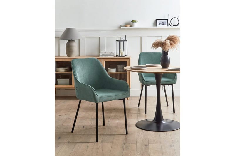 Set med 2 matstolar Loverna - Grön, Svart/Manchestertyg - Möbler - Vardagsrum - Stolar & sittmöbler - Karmstolar