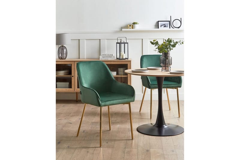 Set med 2 matstolar Loverna - Grönt, guld/Sammet - Möbler - Vardagsrum - Stolar & sittmöbler - Karmstolar