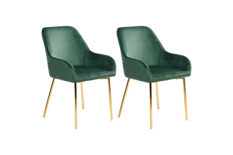 Set med 2 matstolar Loverna - Grönt, guld/Sammet - Möbler - Vardagsrum - Stolar & sittmöbler - Karmstolar