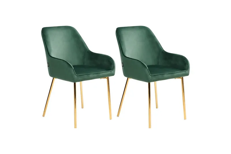 Set med 2 matstolar Loverna, Grönt/guld/Sammet