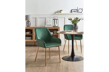 Set med 2 matstolar Loverna - Grönt/guld/Sammet - Möbler - Vardagsrum - Stolar & sittmöbler - Karmstolar