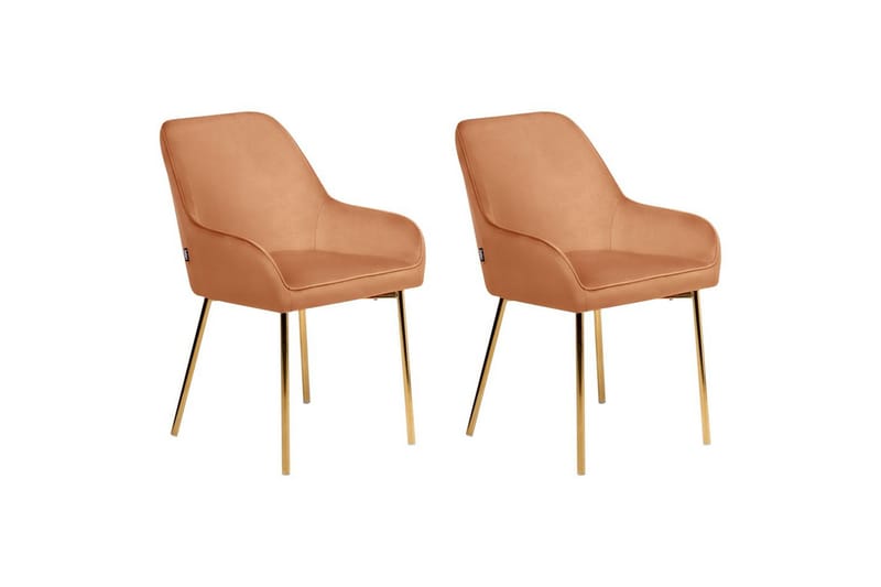 Set med 2 matstolar Loverna - Orange, guld/Sammet - Möbler - Vardagsrum - Stolar & sittmöbler - Karmstolar