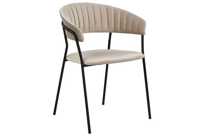 Set med 2 matstolar Mariposa - Beige, svart/Sammet - Möbler - Vardagsrum - Stolar & sittmöbler - Karmstolar