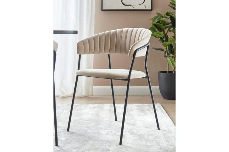 Set med 2 matstolar Mariposa - Beige, svart/Sammet - Möbler - Vardagsrum - Stolar & sittmöbler - Karmstolar