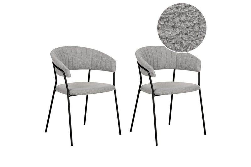 Set med 2 matstolar Mariposa, Grå, svart/Bouclé