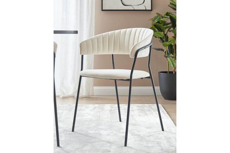 Set med 2 matstolar Mariposa - Krämvit, Svart/Sammet - Möbler - Vardagsrum - Stolar & sittmöbler - Karmstolar