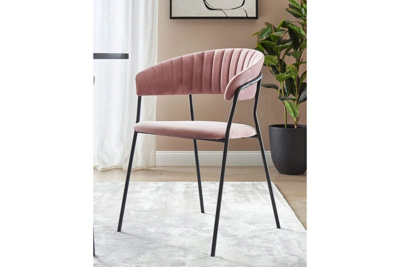 Set med 2 matstolar Mariposa - Rosa, Svart/Sammet - Möbler - Vardagsrum - Stolar & sittmöbler - Karmstolar