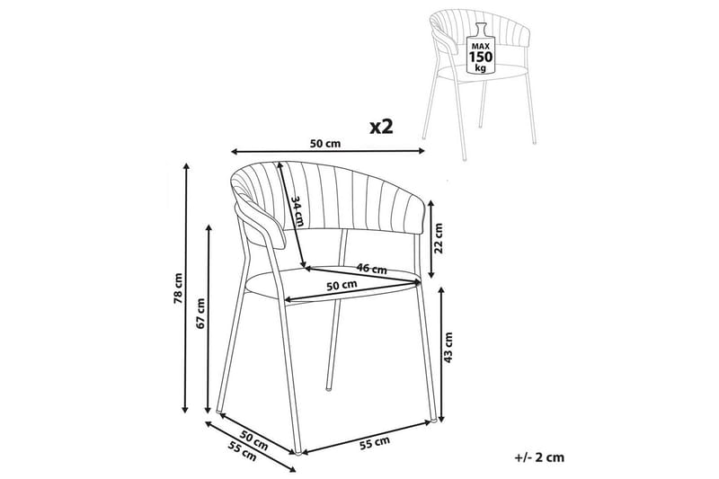 Set med 2 matstolar Mariposa - Rosa, Svart/Sammet - Möbler - Vardagsrum - Stolar & sittmöbler - Karmstolar