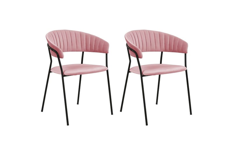 Set med 2 matstolar Mariposa - Rosa, Svart/Sammet - Möbler - Vardagsrum - Stolar & sittmöbler - Karmstolar