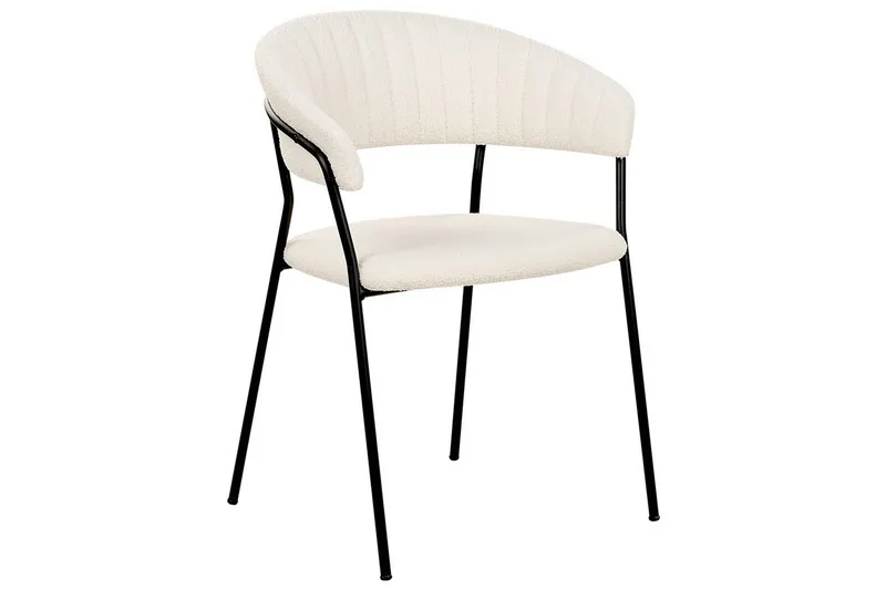 Set med 2 matstolar Mariposa - Vit, Svart/Bouclé - Möbler - Vardagsrum - Stolar & sittmöbler - Karmstolar